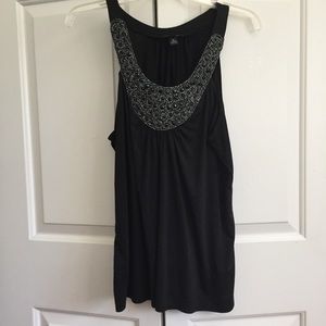 EUC Black going out tank top with black sparkle